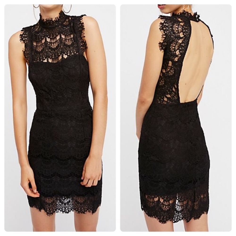 Black lace free people dress